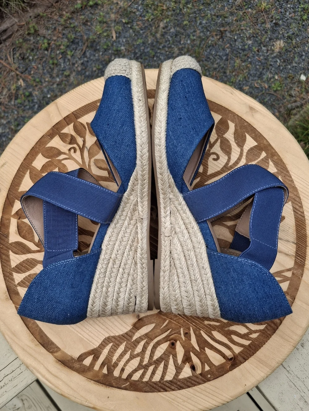 Chic Blue Denim Dream Pairs Espadrille Wedge Sandals with Crisscross Straps
